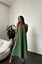 Aerobin Fabric Long Green Dress with Adjustable Straps - 2