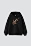 Unisex Premium Black Hoodie - Leopard Falling Star Printed, Oversize