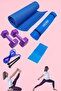 7mm Pilates Cushion, Pilates Rubber and 1 Kg Double Dumbbell and Jump Rope Premium Exercise Set