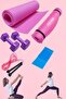 7mm Pilates Cushion, Pilates Rubber and 1 Kg Double Dumbbell and Jump Rope Premium Exercise Set