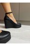 Women's Genuine Leather Wedge Heel Shoes 33-41 - 4
