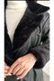 Stylish Long Leather Trench Coat - Fur Collar and Cuff, Lined - 6