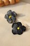 Polymer Clay Handmade Black Striped Flower Violet Women's Earrings - 4