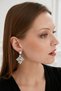 Women's Liana Model Silver Crystal Zircon Stone Dangling Daily Evening Dress Wedding Bridal Party Earrings - 5