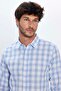 Men's Slim Fit Long sleeve Sleeve 100% Cotton Linen Texture Checked Shirt - 3