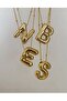 Three Dimensional Steel Z Letter Balloon Gold Color Necklace - 5