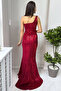 Women's One Shoulder Sequin Slit Mermaid Evening Dress Black, Cobalt Blue, Red, Emerald Green, Navy Blue - 4