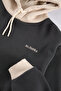 Antrasit Oversize/Geniş Kesim Kapüşonlu İçi Polarlı Renk Bloklu Nakışlı Sweatshirt TMNAW25SW00067 - 7
