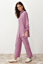 Powder Pink Linen-Look Woven Top and Bottom Set TCTSS24US00062 - 3