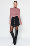 Dusty Rose Knitted Draped Snap Fastener Bodysuit Tpraw23Bd00048 - 2