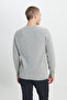 Men's Gray Melange Wool Standard Fit Regular Cut Crew Neck Knitwear Sweater - 5