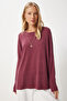 Women's Dusty Rose Crew Neck Bat Sleeve Knitted Blouse En00616 - 5