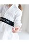Girl's Organic Cotton White Standard Fit Shirt Collar Elastic Mini Dress - 3