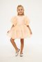 salmon color organza balloon sleeve girls' evening dress - 6