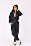 2-Piece Zippered Hooded Crop Jacket and Ribbed Bottom Girls' Tracksuit Set