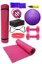 Pilates Cushion Rubber Rope Octagonal Rubber Loop Band Yoga Block 65 Cm Ball Pump And 1 Kg Dumbbell Set