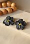 Polymer Clay Handmade Black Striped Flower Violet Women's Earrings - 6