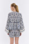 Natural Patterned Short Kimono - Pleat Detailed - 5