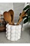 White Concrete Bubble Upright Spoon Holder (16X14 cm) - 3