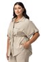 Plus Size Half Sleeve Shirt Pants Beige Color Two Piece Set - 6