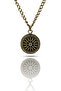 Authentic Vergina Sun Symbol Necklace Embossed - Antique Yellow Finish Classic with Chain