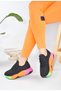 Daily Black-multi Women's Sneakers Lace-Up Knit Stretchy Lightweight and Thick-Soled Walking Sneakers - 5