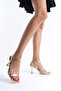 Women's Gold Single Strap Ankle Strap Thin Heeled Casual Shoes Un001-0316 - 3
