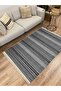 Cotton Rug 3044 Black Gray Tones Braided Antique Patterned Decorative Woven Base Rug