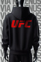 سويت شيرت أسود بغطاء للرأس مطبوع عليه 3 خيوط واسعة من الأمام والخلف من UFC