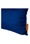 Decorative Parliament Blue and Silver Gray Leather Detailed Throw Pillow Cover - 4