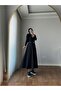 Women's Puff Scuba Hijab Black Flared Skirt - 2