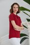 Women's Claret Red Polo Neck T-Shirt - 4