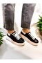 Women's Black Genuine Leather Sports Sneaker Lace-Up Daily Use Soft Lightweight & Comfortable Sole - 2