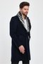 Above Knee Length Men's Coat with Detachable Collar and Fur and Wool Blend Buttons - 7