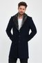 Above Knee Length Men's Coat with Detachable Collar and Fur and Wool Blend Buttons - 6