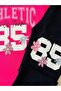 Girl's 100% Cotton Long Sleeve Crew Neck Pink Black Athletıck 85 Printed Pajama Set - 3