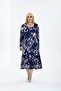 WOMEN'S PLUS SIZE BELOW KNEE SQUARE COLLAR LONG SLEEVE VISCOSE COMBED STYLISH DESIGN COMFORTABLE DRESS - 2
