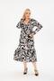 WOMEN'S PLUS SIZE BELOW KNEE SQUARE COLLAR LONG SLEEVE VISCOSE COMBED STYLISH DESIGN COMFORTABLE DRESS - 4