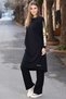 Navy Blue Women's O-Neck Glitter Detailed Standard Fit Classic Leg Tracksuit Tunic Suit - 97080 - 3