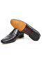 Dark Blue Color Laceless Genuine Leather Men's Shoes - 3