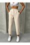 Women's Beige Pleated Button-Hem Trousers - 3