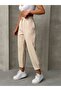 Women's Beige Pleated Button-Hem Trousers - 2
