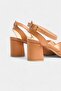 Tan Genuine Leather - Women's Ankle Strap Cross Strap Heeled Sandals - 4
