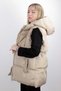 Women's Beige Pocket Hooded Sleeveless Puffer Vest - 3