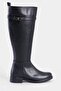 Black Side Zipper Rubber Sole Buckle Round Toe Women's Boots