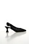 Black Knitted Fabric Open Back Ankle Strap Stiletto Women's Heeled Shoes - 8