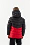 Girl's Windproof Thick Fiber Black-Red Hooded Jacket - 3