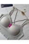 Carma Cross-Back Low-Cut Ice-Silk Underwire-Free Seamless Push-Up Imported Spandex Bra/Bustier - 2