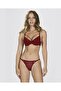 NBB Burgundy Lace-Up Unpadded Wired Bra and Panty Set with Bust Straps - 4425