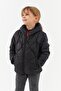 Girl's Onion Pattern Water and Windproof Fiber Black Hooded Coat
